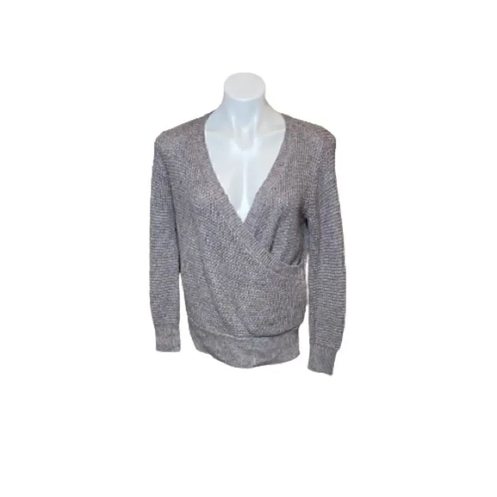 Callahan taupe linen blend waffle knit wrap sweater size XS - Picture 2 of 16